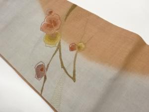 手織り紬汕頭相良刺繍抽象枝花模様名古屋帯